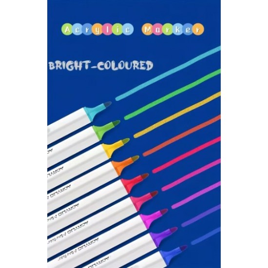 Acrylic markers,12 colors, quick-drying, with a rubber grip, suitable for all surfaces.